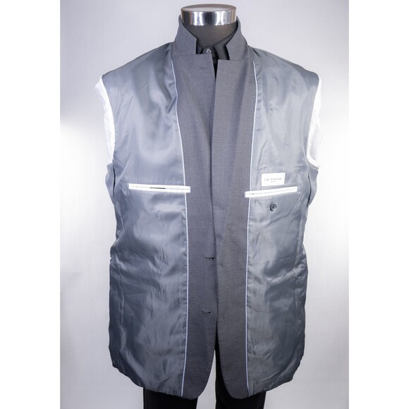 Haggar Sport Coat Blazer Sz 44L Micro Check Gray Two Button Classic fit Poly EUC - Picture 9 of 13